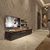 Decoraktiv Trendstyle 4S Slm Tv Ünitesi Tv Sehpası - Ceviz - Siyah Mermer