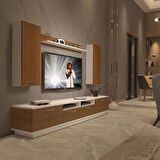 Decoraktiv Trendstyle 5220D Slm Tv Ünitesi Tv Sehpası - Beyaz - Ceviz