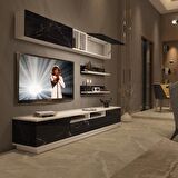 Decoraktiv Trendstyle 5220S Slm Tv Ünitesi Tv Sehpası - Beyaz - Siyah Mermer