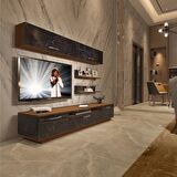 Decoraktiv Trendstyle 5 Slm Tv Ünitesi Tv Sehpası - Ceviz - Siyah Mermer