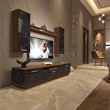 Decoraktiv Trendstyle 5D Slm Tv Ünitesi Tv Sehpası - Ceviz - Siyah Mermer