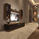 Decoraktiv Trendstyle 5DAS Mdf Tv Ünitesi Tv Sehpası - Ceviz - Siyah Mermer