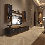 Decoraktiv Trendstyle 5DA Slm Tv Ünitesi Tv Sehpası - Ceviz - Siyah Mermer