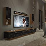 Decoraktiv Trendstyle 270DA Mdf Tv Ünitesi Tv Sehpası - Ceviz - Siyah Mermer