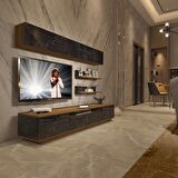 Decoraktiv Trendstyle 5S Mdf Tv Ünitesi Tv Sehpası - Pera - Siyah Mermer