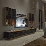 Decoraktiv Trendstyle 8DAS Mdf Tv Ünitesi Tv Sehpası - Pera - Siyah Mermer