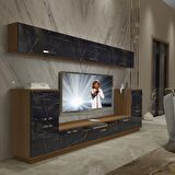 Decoraktiv Trendstyle 9 Slm Tv Ünitesi Tv Sehpası - Ceviz - Siyah Mermer