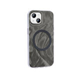 Gpack Apple iPhone 15 Plus Kılıf Kenarları Tırtıklı Fırça Boya Desenli Magsafeli Palet Kapak