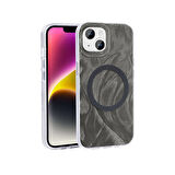 Gpack Apple iPhone 15 Plus Kılıf Kenarları Tırtıklı Fırça Boya Desenli Magsafeli Palet Kapak
