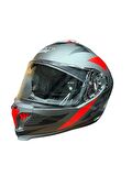 SWAY SW 865 GRİ KIRMIZI KAPALI KASK M