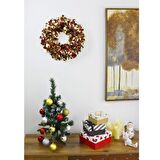 T.Concept Yılbaşı Ön Kapı Süsü Yeni Yıl Noel Dekorasyon Kırmızı Gold Çelenk