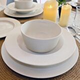 Fine Bone Porselen 6’lı Çizgili Pasta Tabağı 22 cm