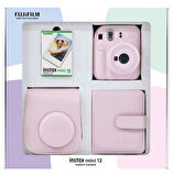 Fujifilm Instax Mini 12 10 Filmli Kare Albüm ve Deri Kılıflı Pembe Fotoğraf Makinesi Bundle Box