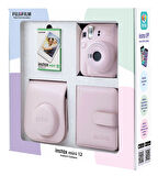 Fujifilm Instax Mini 12 10 Filmli Kare Albüm ve Deri Kılıflı Pembe Fotoğraf Makinesi Bundle Box