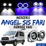 Ford Transit Tüm Modeller Uyumlu Üniversal Mercekli Angel Sis Farı Metal Su Geçirmez 76 mm Mavi Halkalı Gündüz Farı Angel Eyes 2 Adet