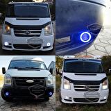 Ford Transit Tüm Modeller Uyumlu Üniversal Mercekli Angel Sis Farı Metal Su Geçirmez 76 mm Mavi Halkalı Gündüz Farı Angel Eyes 2 Adet