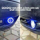 Ford Transit Tüm Modeller Uyumlu Üniversal Mercekli Angel Sis Farı Metal Su Geçirmez 76 mm Mavi Halkalı Gündüz Farı Angel Eyes 2 Adet