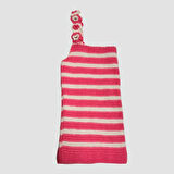 Uretti - Yıldız 7202 - El Yapımı Çiçek Motif Askılı Örgü Bluz 53cm - Pembe