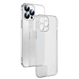 Coofbe  0.3mm iPhone 14 Pro 6.1inch Kamera Korumalı Silikon Kılıf, Şeffaf Buzlu Magsafe Uyumlu Kılıf