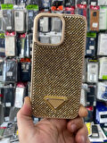 İPHONE 14 PRO UYUMLU PRD TAŞLI İÇİ KADİFE KILIF GOLD