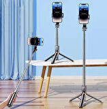 2in1 Bluetooth Kumandalı 130 Cm Tripod Telefon Tutuculu Selfie Çubuğu Telefon Tripodu
