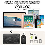Corcoz Vorcom Ultrapad 10.36 inch İle Uyumlu Türkçe Bluetooth Klavye +Bluetooth Mouse CZ47