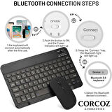 Corcoz Üniversal Tablet ve Telefon İle Uyumlu Türkçe Bluetooth Klavye +Bluetooth Mouse Set CZ47