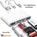 Corcoz Type-c Lightning Usb-a To 2x Usb3.0 Sd Tf Pd Kart Okuyucu Çevirici Hub Adaptör - PH017