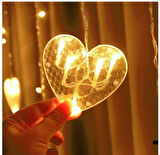 12 Sarkıtlı 60 Kalpli Ledli Perde Led Işık 8 Fonksiyon 3x1 metre Günışığı - Birbirine Eklenebilir