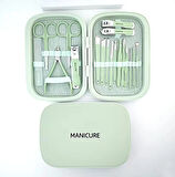 gaman 18'li Profesyonel Manikür&Pedikür Yüz Bakım seti & Manicure Set  & Su Yeşili Renk
