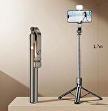 Çok Amaçlı Bluetooth Kumandalı 170cm Tripod + Selfie Çubuğu R1S+R1S-L