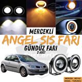 Renault Megane 2 2003-2008 Uyumlu Üniversal Mercekli Angel Sis Farı Metal Su Geçirmez 76 mm Turuncu Halkalı Gündüz Farı Angel Eyes 2 Adet
