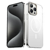 Gpack Apple iPhone 15 Pro Kılıf Magsafeli G-Glass Kapak Arka Yüzey Şeffaf
