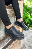 Erkek Siyah Deri Casual Slip-on Ayakkabı - Şık Ve Rahat Tasarım,ortopedik, 40,41,42,43,44,45,46,47 siyah / 40