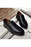 Erkek Siyah Deri Casual Slip-on Ayakkabı - Şık Ve Rahat Tasarım,ortopedik, 40,41,42,43,44,45,46,47 siyah / 40
