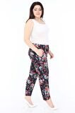 Yaprak Desenli Esnek Büyük Beden Pantolon 18A-0985