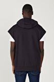 Loose Fit Kapüşonlu Kısa Kollu Pamuklu Sweatshirt