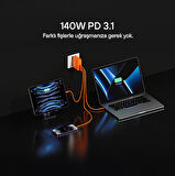 Sharge S140 - 140W PD3.1 GaN Hızlı Şarj Cihazı - Turuncu
