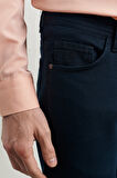 Erkek Lacivert Slim Fit Dar Kesim Armürlü Esnek Casual Pantolon