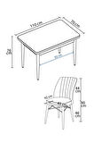 Tulca Serisi, Beyaz 70x110 Sabit Mdf Mutfak Masası Takımı 4 Adet Sandalye