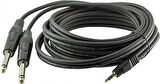 3.5 mm Stereo to 2x6.3 mm Mono Kablo 10 metre