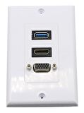 Vga+Hdmi+Usb Duvar Prizi Kablolu