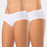 Türen Kadın Likralı 2'li Pamuklu Hipster Külot 918/Beyaz-Beyaz