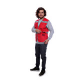 İşçi Çok Cepli Reflektörlü  Alet Yeleği Kırmızı / Gri