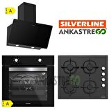 Silverline BO6501B01 - CS5343B01 - 3457 Soho 60 Siyah Cam Ankastre Set