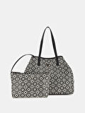 Guess Kadın Siyah Vikky II Büyük Tote Çanta