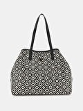 Guess Kadın Siyah Vikky II Büyük Tote Çanta