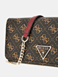 Guess Kadın Kahverengi Noelle Flap Organizer Crossbody Çanta