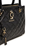 Guess Kadın Siyah Bessey 4G Logolu Rugan El Çantası