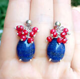 1902 Lapis Mercan el yapımı küpe